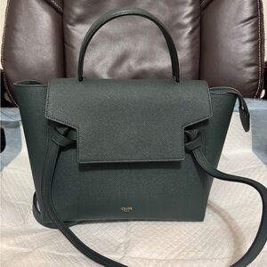 Celine Forest Green Satchel Bag